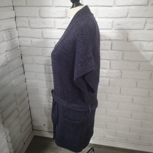 Joe Fresh Style Ladies Size XL Purple Short Sleeves Belted Long Sweater Vest - Picture 4 of 6